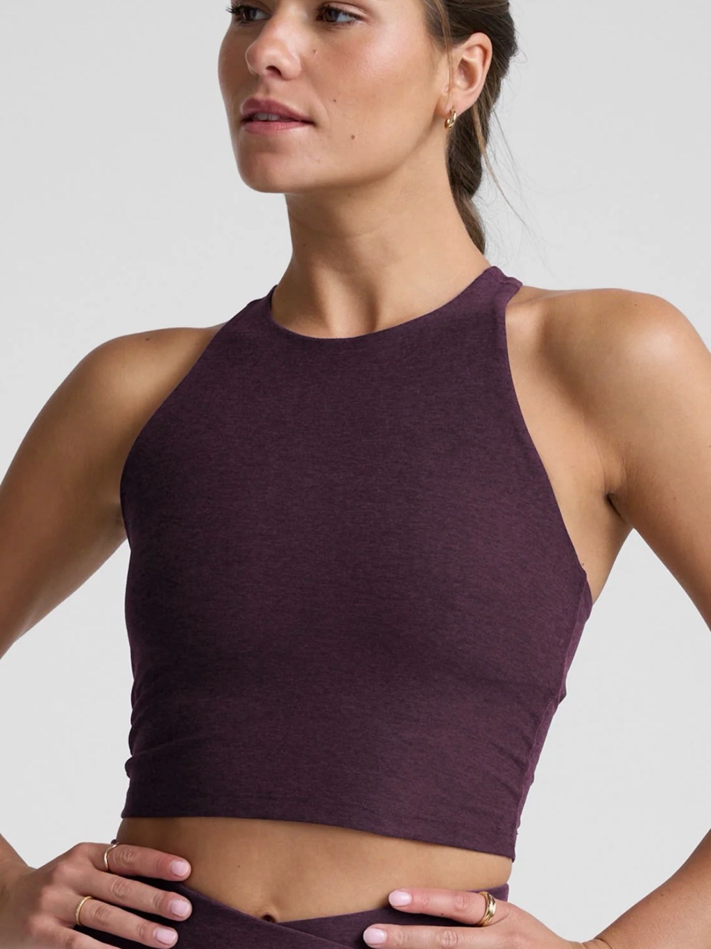 Beyond Yoga Spacedye Refocus Cropped Tank - Eggplant Purple Heather